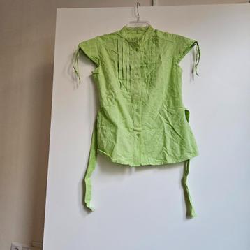 Zgan DIY geborduurde blouse met kapmouwtje limegroen mt 38 beschikbaar voor biedingen