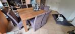 Massief houten eettafel met 8 stoelen, Huis en Inrichting, Ophalen, Gebruikt, Modern, 8 stoelen of meer