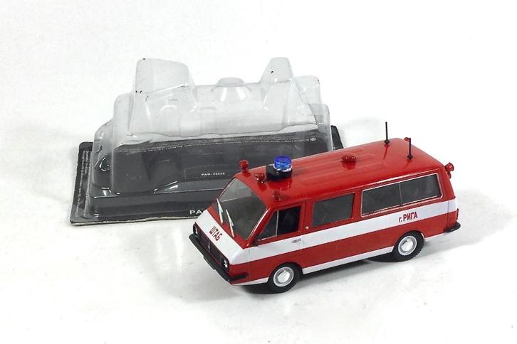 Ist DeAgostini 1:43 RAF 2203 Latvia Brandweer busje (USSR), Hobby en Vrije tijd, Modelauto's | 1:43, Nieuw, Auto, Overige merken