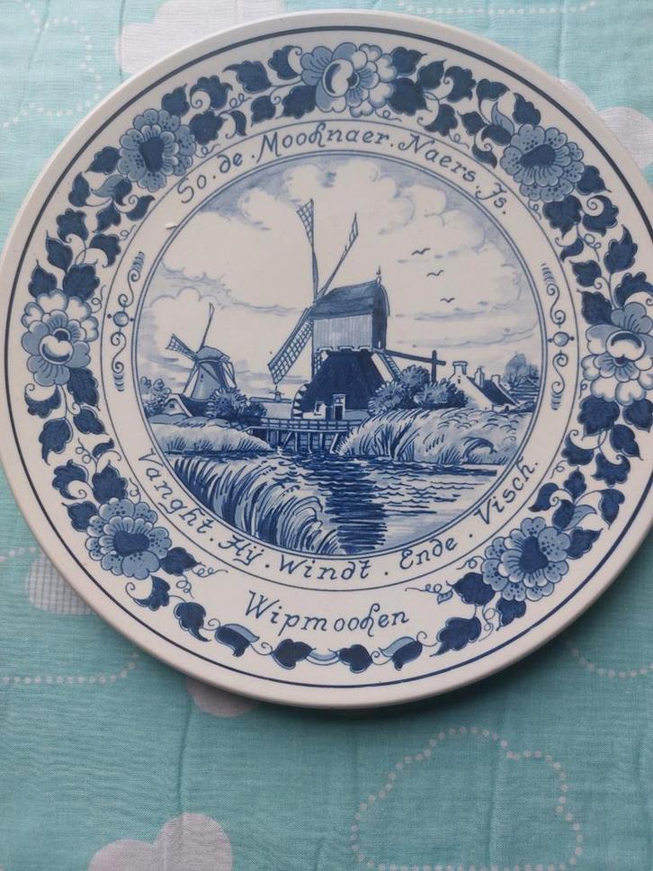 Delfts Blauw Wandbord - Molen Voorstelling, Antiek en Kunst, Antiek | Wandborden en Tegels, Ophalen of Verzenden