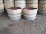 Wijnvaten regenton bloembak, Tuin en Terras, Bloembakken en Plantenbakken, Ophalen, Tuin, Minder dan 60 cm, Rond