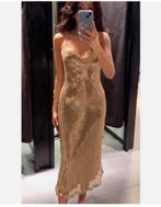 Zara Mesh Slip Midi Dress Gold Goud Metallic M NIEUW Jurk, Maat 38/40 (M), Galajurk, Overige kleuren, Nieuw