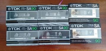 6 TDK SA90 cassettebandjes jaren 80 beschikbaar voor biedingen