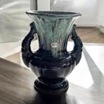 West germany turquoise -bruine keramiek vaas art deco, Ophalen of Verzenden