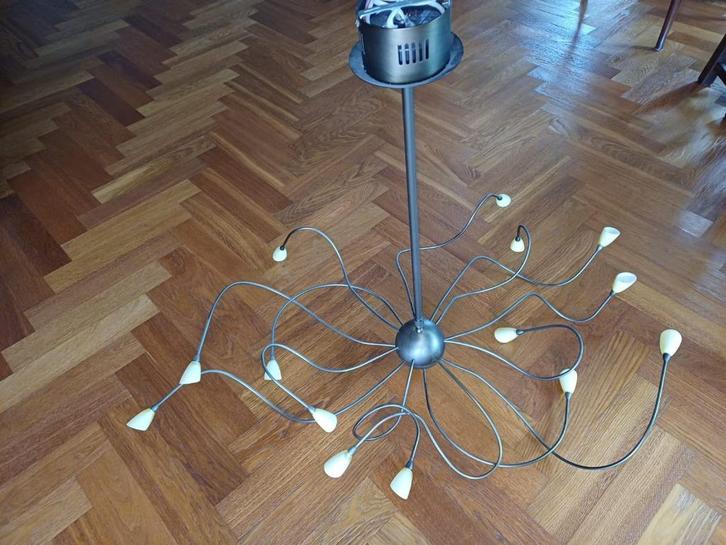 Te Koop Hallogeen Hanglamp, Huis en Inrichting, Lampen | Plafondlampen, Gebruikt, Glas, Metaal, Ophalen