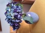 Mooie vaas met 4 mooie Hortensia's. Kunstbloemen., Ophalen of Verzenden, Zo goed als nieuw