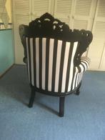 Barok Fauteuil Zwart-Wit Gestreept, Huis en Inrichting, Fauteuils, Gebruikt, Minder dan 75 cm, Ophalen of Verzenden, 50 tot 75 cm