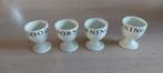 4 eierdopjes 'good morning ', Ophalen of Verzenden, Porselein, Overige stijlen, Overige typen