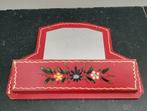 Spiegel,Rood,hout,beschilderd,Wand,1960,Kam,Haar,Brocante, Antiek en Kunst, Curiosa en Brocante, Ophalen of Verzenden