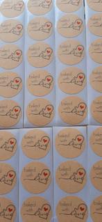 Nr.  148 :  Baked with love stickers, kaki, 80 stuks., Verzenden, Nieuw, Meerdere stickers