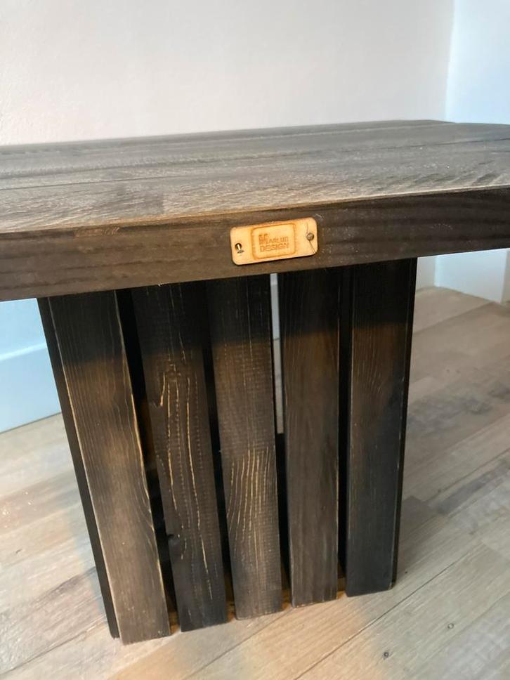 Steigerhouten salontafel in de kleur zwart wash., Huis en Inrichting, Tafels | Salontafels, Zo goed als nieuw, Minder dan 50 cm