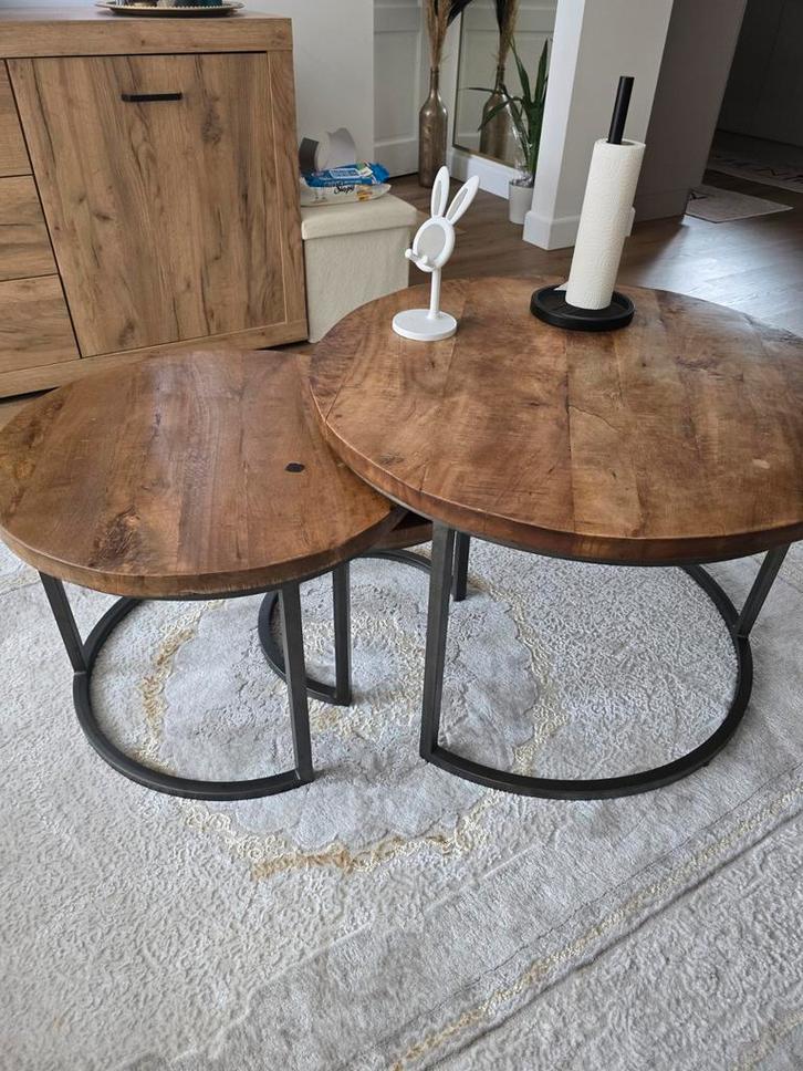 Set van 3 houten salontafels, Huis en Inrichting, Tafels | Salontafels, Zo goed als nieuw, Minder dan 50 cm, 50 tot 100 cm, 50 tot 100 cm