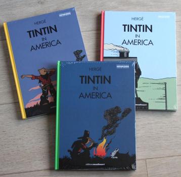 De 3 ingekleurde versies: Tintin in America Hardcover Kuifje beschikbaar voor biedingen