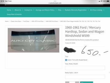 Voorraam NIEUW ford fairlane GALAXIE en MERCURY 1960 en 1961 beschikbaar voor biedingen