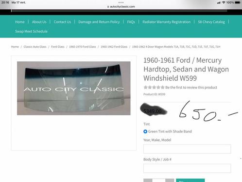 Voorraam NIEUW ford fairlane GALAXIE en MERCURY 1960 en 1961, Auto-onderdelen, Ruiten en Toebehoren, Amerikaanse onderdelen, Ford