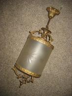 Hanglamp Koper met Geslepen Melkglas Vintage, Antiek en Kunst, Antiek | Lampen, Ophalen