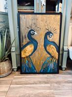 Schilderij kunst paneel groot delfts blauw Chinese vogel, Ophalen