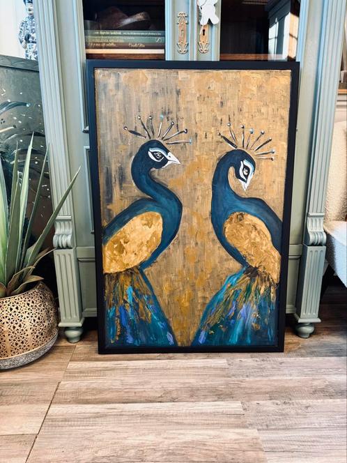 Schilderij kunst paneel groot delfts blauw Chinese vogel, Antiek en Kunst, Kunst | Schilderijen | Modern, Ophalen