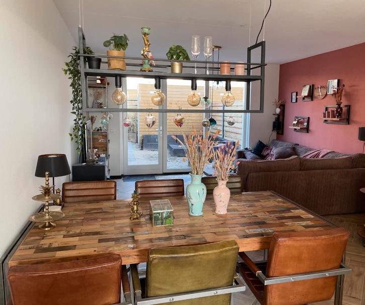 6 leren stoelen Goossens, Huis en Inrichting, Stoelen, Vijf, Zes of meer stoelen, Bruin, Ophalen