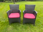 2 tuinstoelen antraciet met kussen, Ophalen, Gebruikt, Kunststof