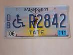 Kentekenplaat Mississippi Disabled usa., Verzamelen, Ophalen of Verzenden, Gebruikt, Auto's