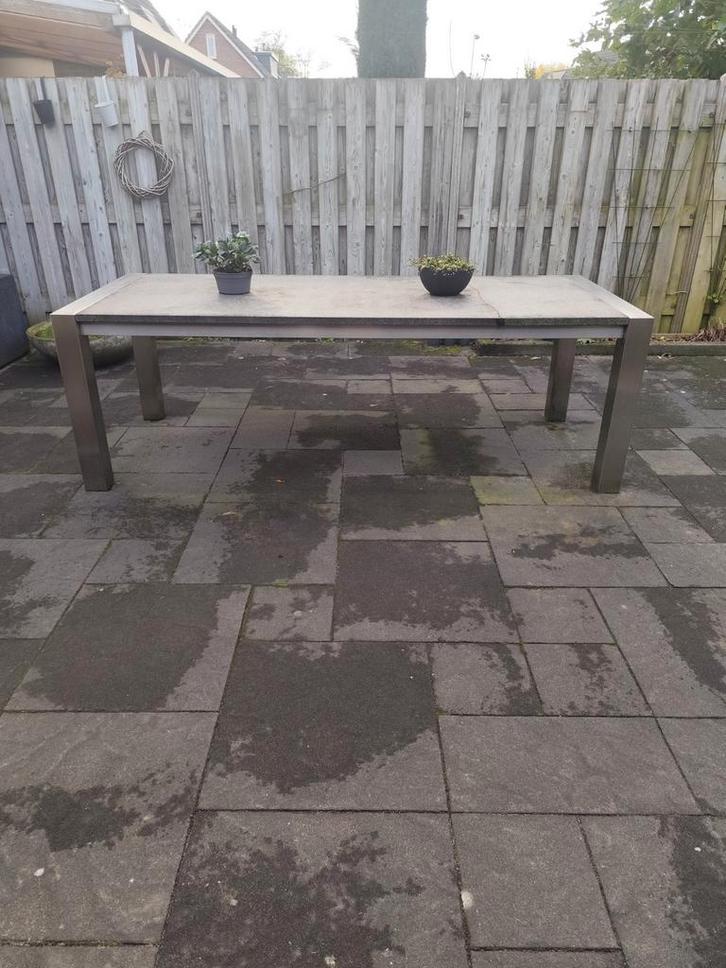 Tuintafel RVS met granieten blad, Tuin en Terras, Tuintafels, Zo goed als nieuw, Rechthoekig, Rvs, Ophalen
