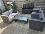 Wickerset 4persoons met tafel, Tuin en Terras, Ophalen, 4 zitplaatsen, Gebruikt, Loungeset