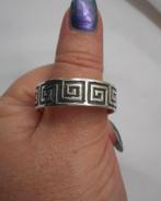 Zilveren vintage ring met meander ringmaat 26,2 nr.1619, 20 of groter, Verzenden, Heer, Zo goed als nieuw