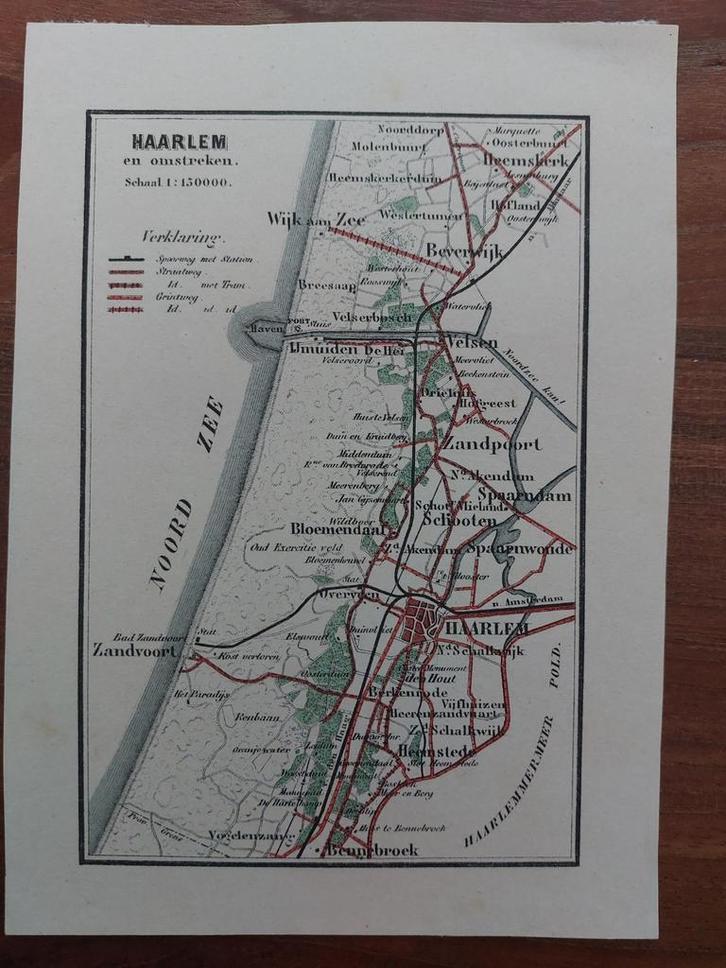 K16 / Haarlem - Zandpoort - Spaarndam - Beverwijk Zandvoort, Antiek en Kunst, Kunst | Litho's en Zeefdrukken, Ophalen of Verzenden