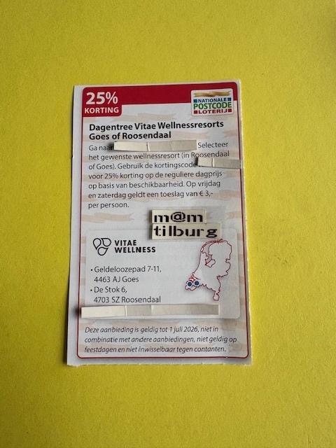 Dagentree Vitae Wellnessresorts Goes of Roosendaal 25% kort., Tickets en Kaartjes, Kortingen en Cadeaubonnen, Drie personen of meer