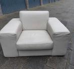Beige leren grote fauteuil, Strak, Gebruikt, Minder dan 75 cm, Leer