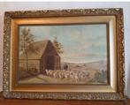 Schilderij, schapen op heide met antieke lijst, Antiek en Kunst, Kunst | Schilderijen | Klassiek, Ophalen