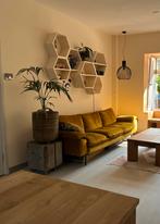 Hkliving velvet retrosofa okergeel, Huis en Inrichting, Banken | Bankstellen, Ophalen, 75 tot 100 cm, Zo goed als nieuw, Rechte bank