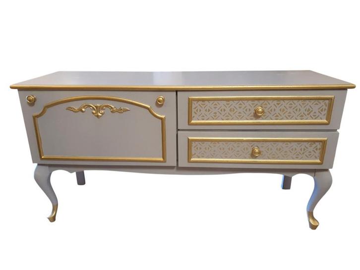 Gerestylde Queen Ann Commode - Taupe/Goud, Kinderen en Baby's, Kinderkamer | Commodes en Kasten, Zo goed als nieuw, Ophalen
