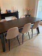 6 Taupe Teddy Eetkamerstoelen - Gebruikt, Huis en Inrichting, Stoelen, Ophalen, Gebruikt, Bruin, Stof