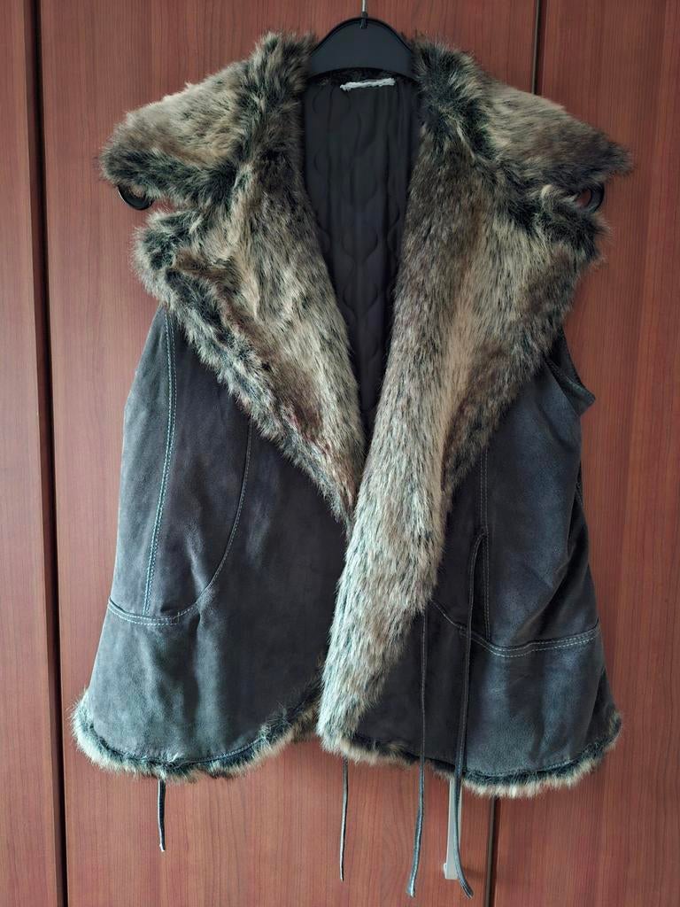 LEREN BODYWARMER DAMES, Ophalen of Verzenden, Zo goed als nieuw, Maat 42/44 (L), Zwart