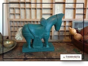 Groen houten paard, India - 26 cm lang  beschikbaar voor biedingen