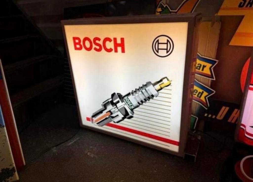 Vintage Bosch Lichtbak Reclamebord, Verzamelen, Ophalen, Gebruikt, ., Lichtbak of (neon) lamp