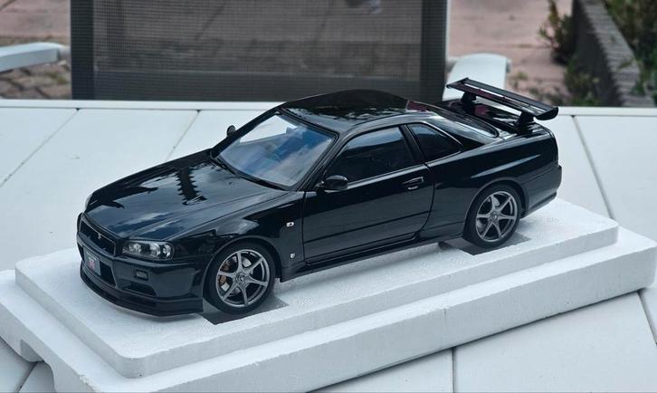 1:18 Autoart Nissan Skyline GT-R34 V-Spec II Black (77407), Hobby en Vrije tijd, Modelauto's | 1:18, Zo goed als nieuw, Auto, Autoart