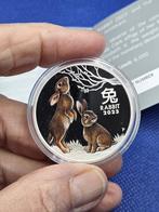 (9452) Australia LUNAR III RABBIT 2023 COLOR PROOF One Ounce, Ophalen of Verzenden, Setje, Zilver