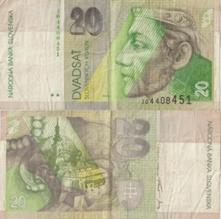 SLOWAKIJE 1997 20 korun #20c VG, Postzegels en Munten, Bankbiljetten | Europa | Niet-Eurobiljetten, Los biljet, Overige landen