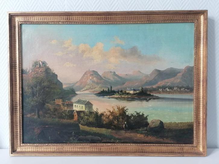 Antiek schilderij op doek, gesigneerd, Antiek en Kunst, Kunst | Schilderijen | Klassiek, Ophalen