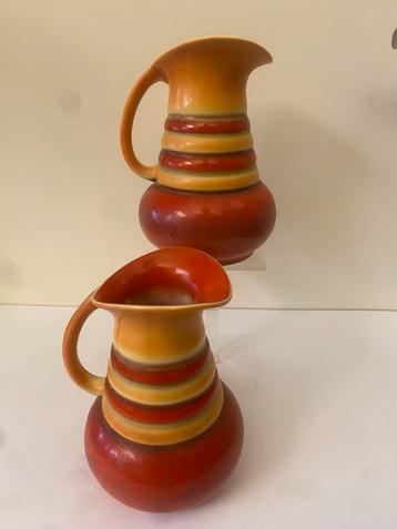 Zeldzaam set Mosa Art Deco Vazen Maastricht Oranje & Geel beschikbaar voor biedingen