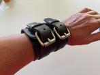 Hilfiger Denim Leather Wristband with studs and buckles, Ophalen of Verzenden, Nieuw, Zwart, Leer