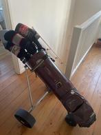 Slazenger vintage leren golftas met golfclubs, Sport en Fitness, Golf, Ophalen, Gebruikt, Overige merken