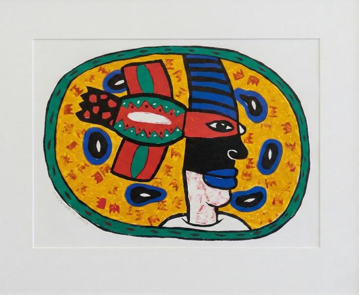 CLEMENS BRIEL "Untitled (Profile with Bird Mask)", Antiek en Kunst, Kunst | Litho's en Zeefdrukken, Ophalen of Verzenden