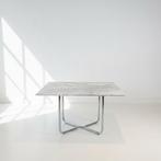 Vintage eettafel van Carrara marmer met chromen buisframe, 100 tot 150 cm, Vintage, Zo goed als nieuw, ÅTMØS