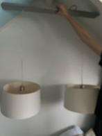 Hanglamp met twee ronde crème kappen eetkamer lamp, Ophalen of Verzenden