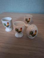 4 eierdopjes en zoutstrooier met haan, Ophalen of Verzenden