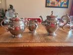 Antieke Tin/verzilverde koffie- of theeset, Antiek en Kunst, Ophalen of Verzenden, Zilver